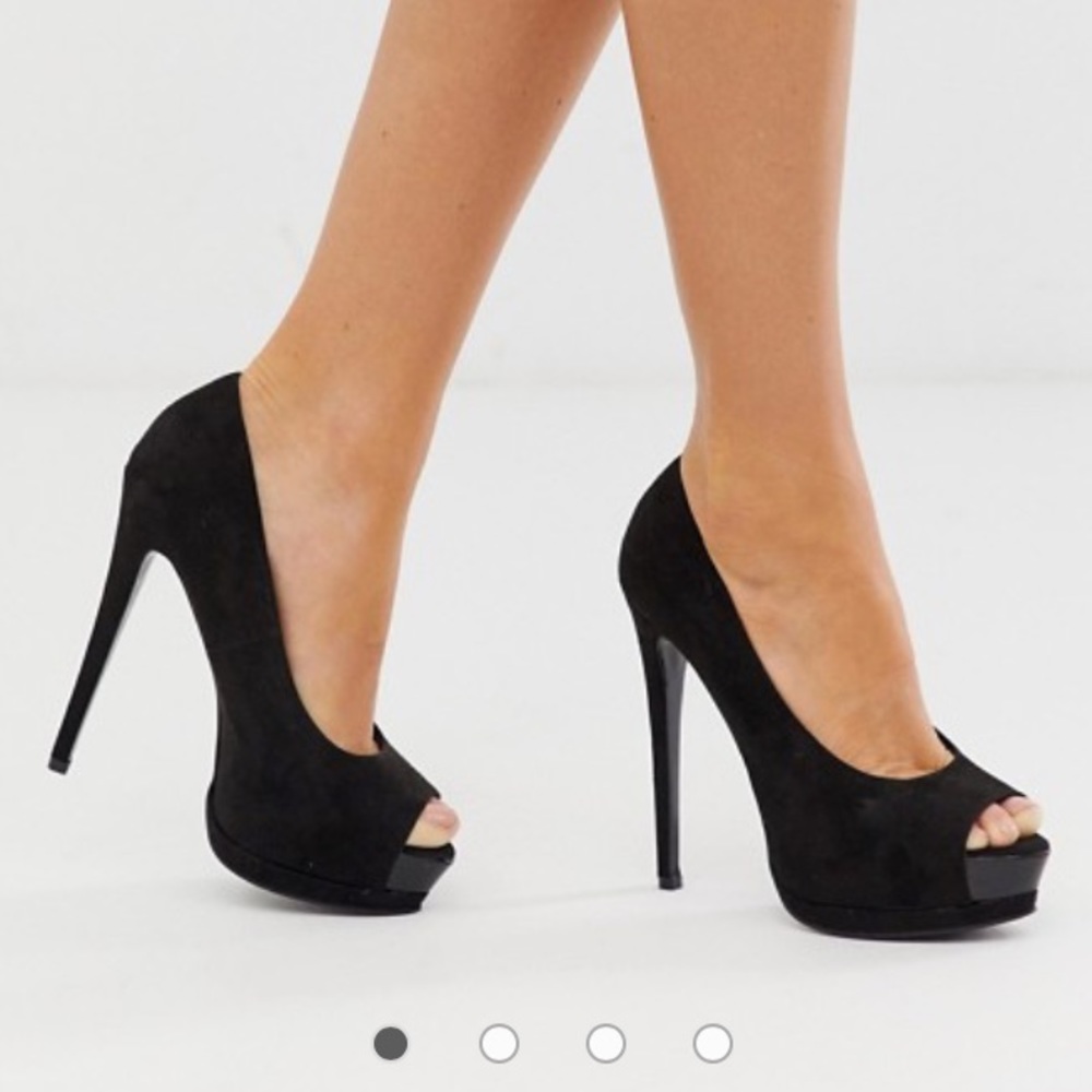 Suede Peep Toe Pumps